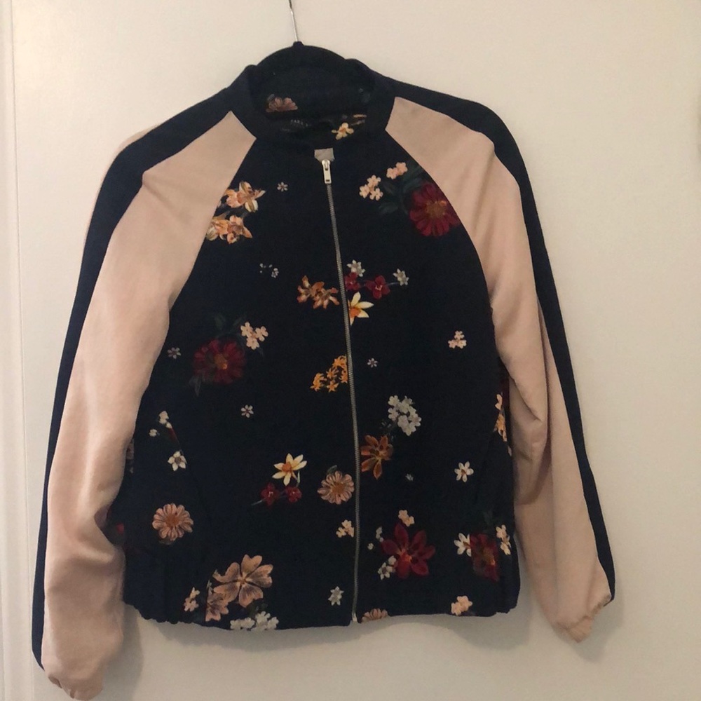 Zara flora bomber - not sure if original price. Zip front